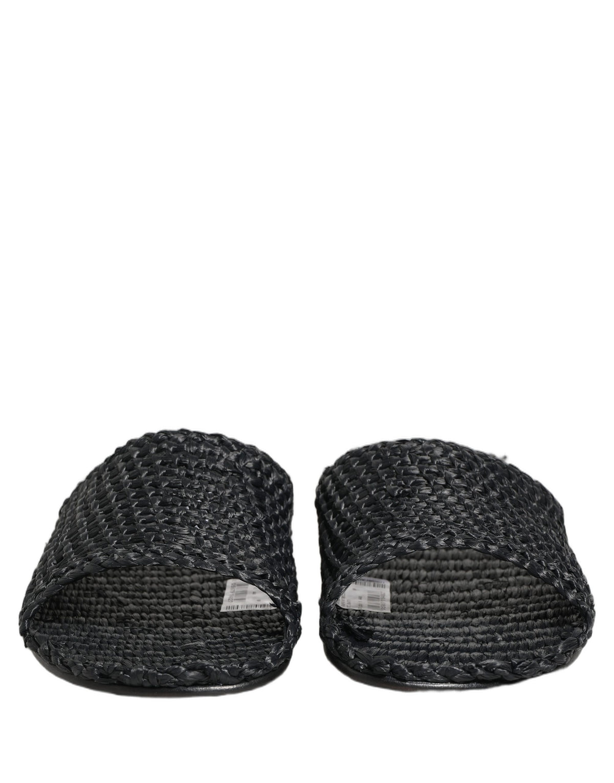 Dolce & Gabbana Black Straw Raffia Slides Sandals for Men