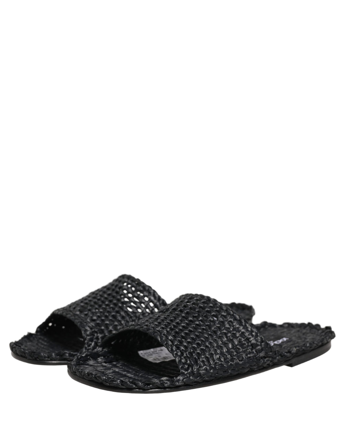 Dolce & Gabbana Black Straw Raffia Slides Sandals for Men