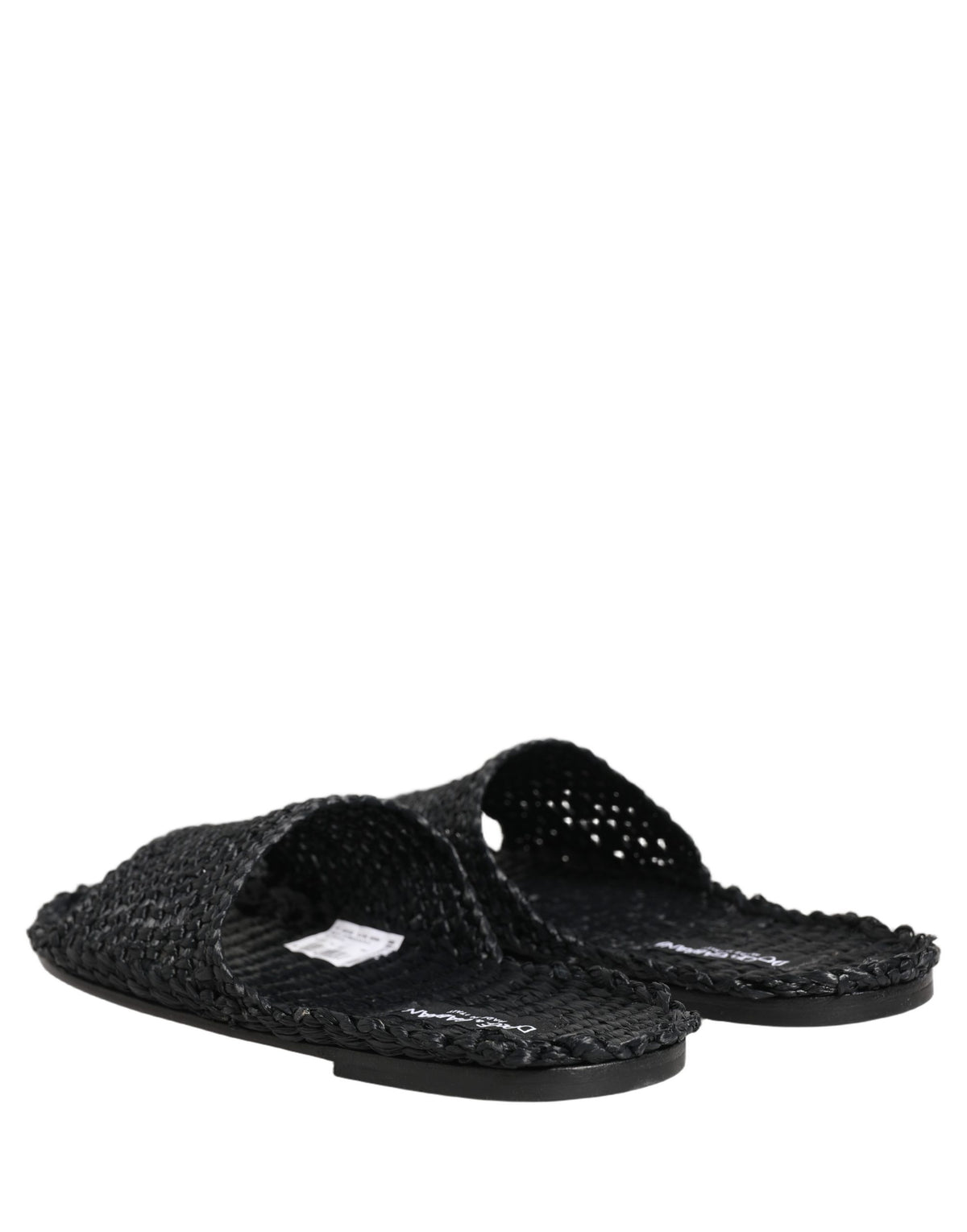 Dolce & Gabbana Black Straw Raffia Slides Sandals for Men