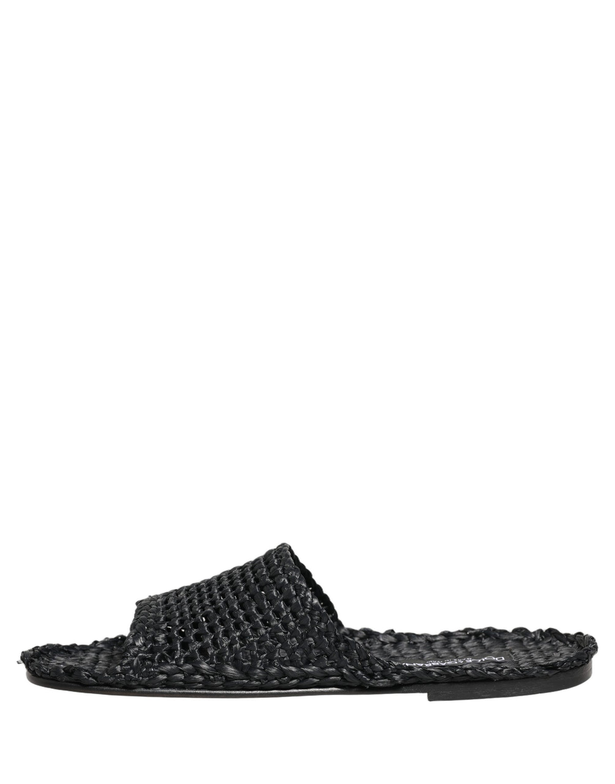 Dolce & Gabbana Black Straw Raffia Slides Sandals for Men