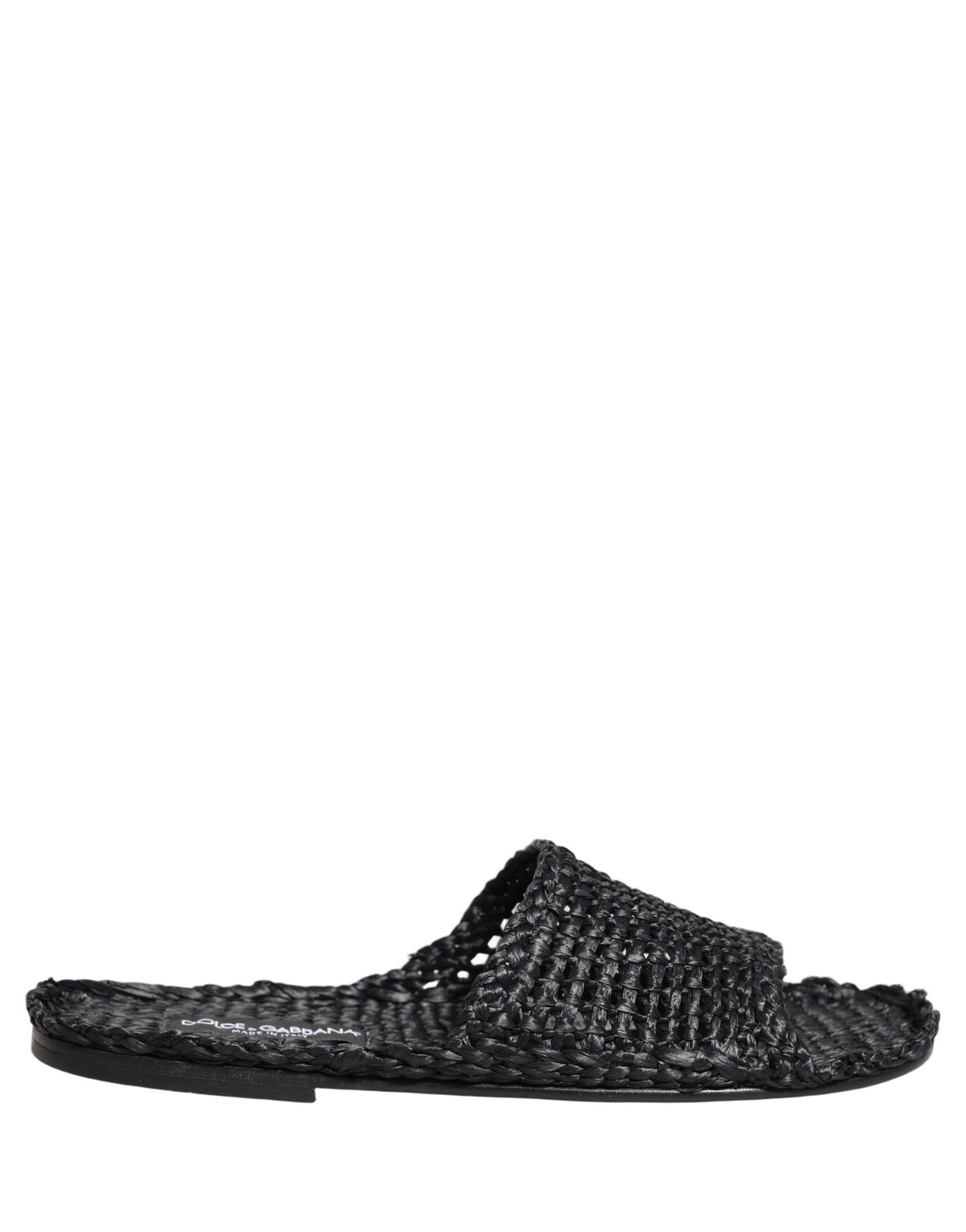 Dolce & Gabbana Black Straw Raffia Slides Sandals for Men