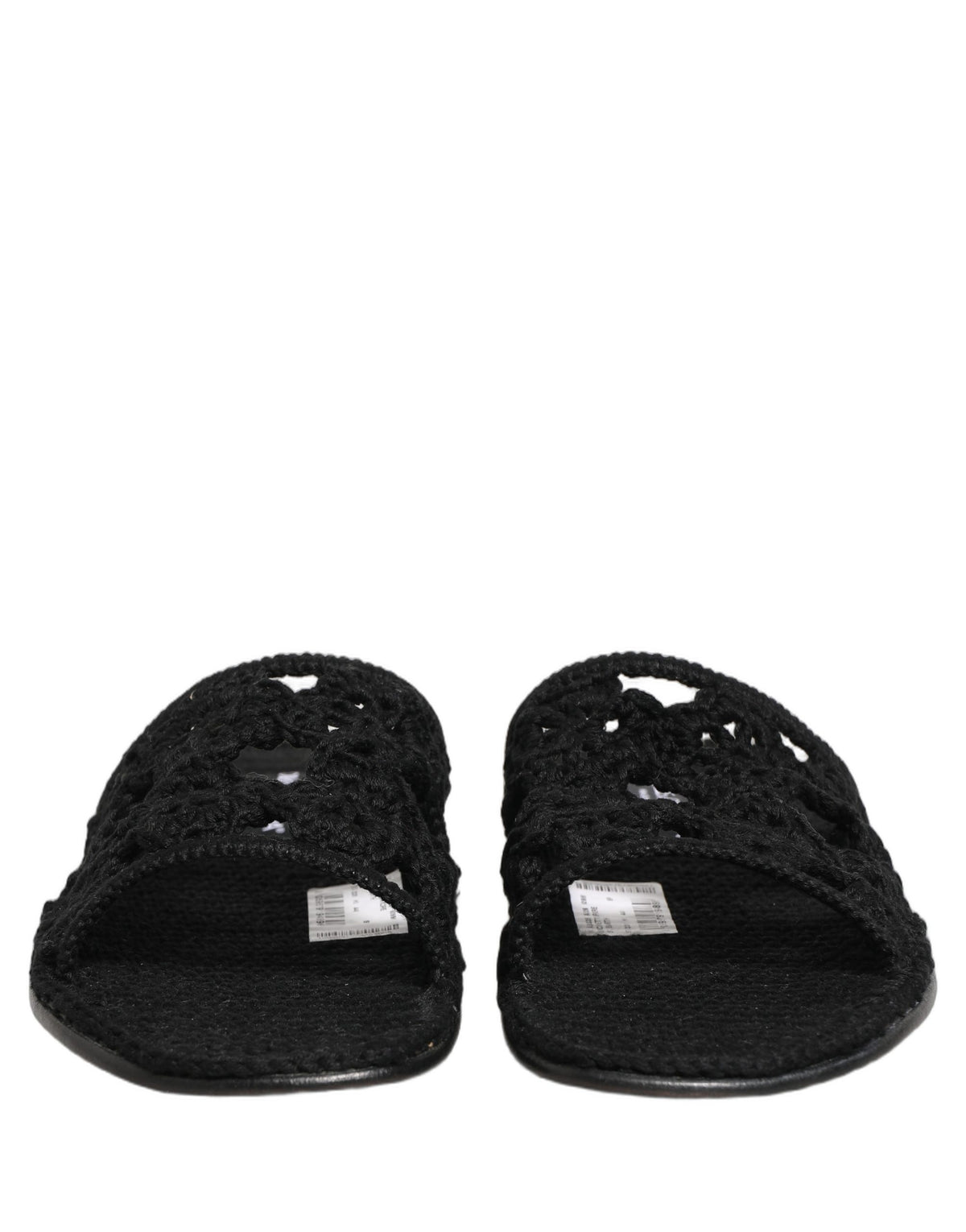 Dolce & Gabbana Black Fabric Woven Slides Sandals for Men