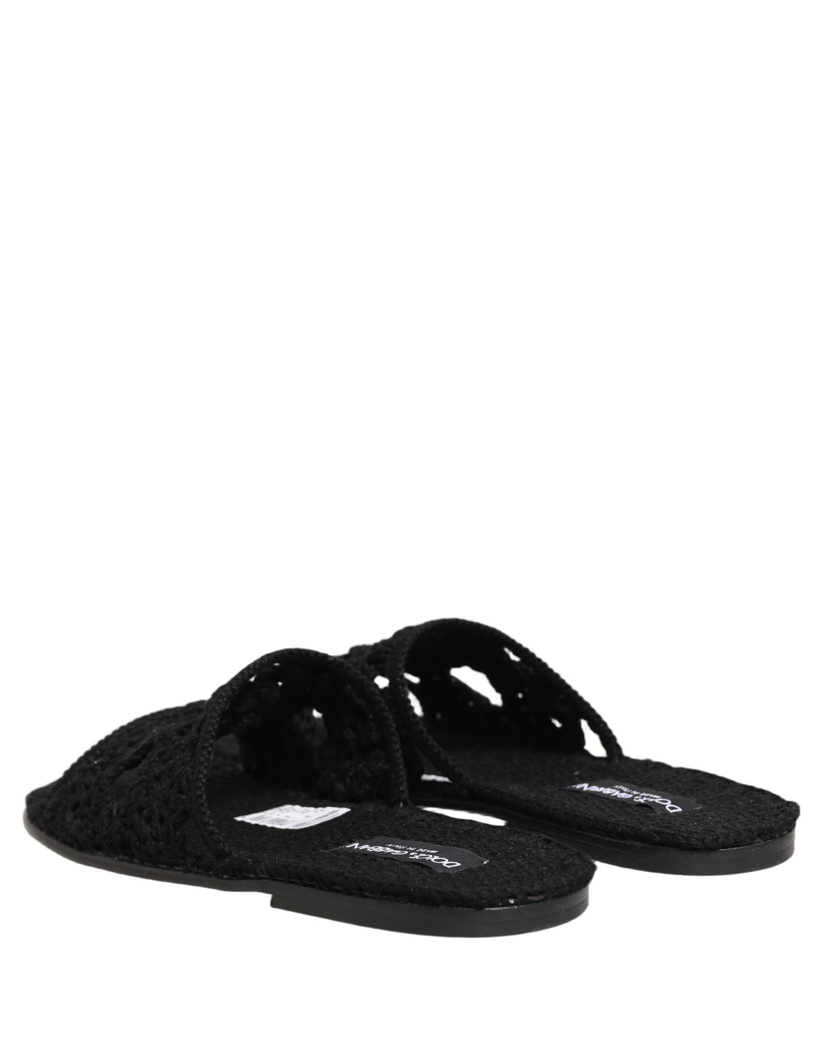 Dolce & Gabbana Black Fabric Woven Slides Sandals for Men