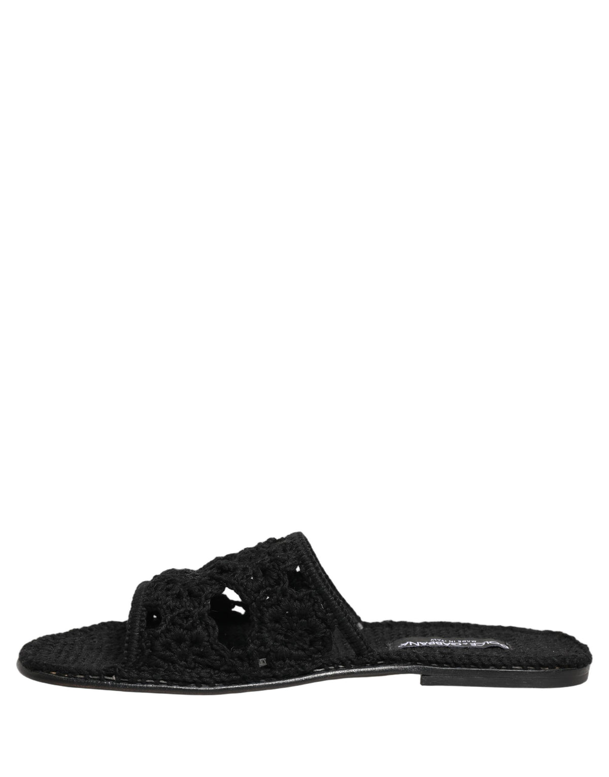 Dolce & Gabbana Black Fabric Woven Slides Sandals for Men