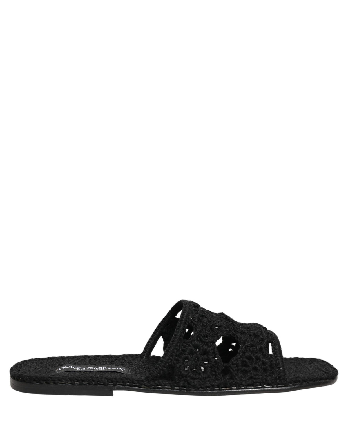 Dolce & Gabbana Black Fabric Woven Slides Sandals for Men