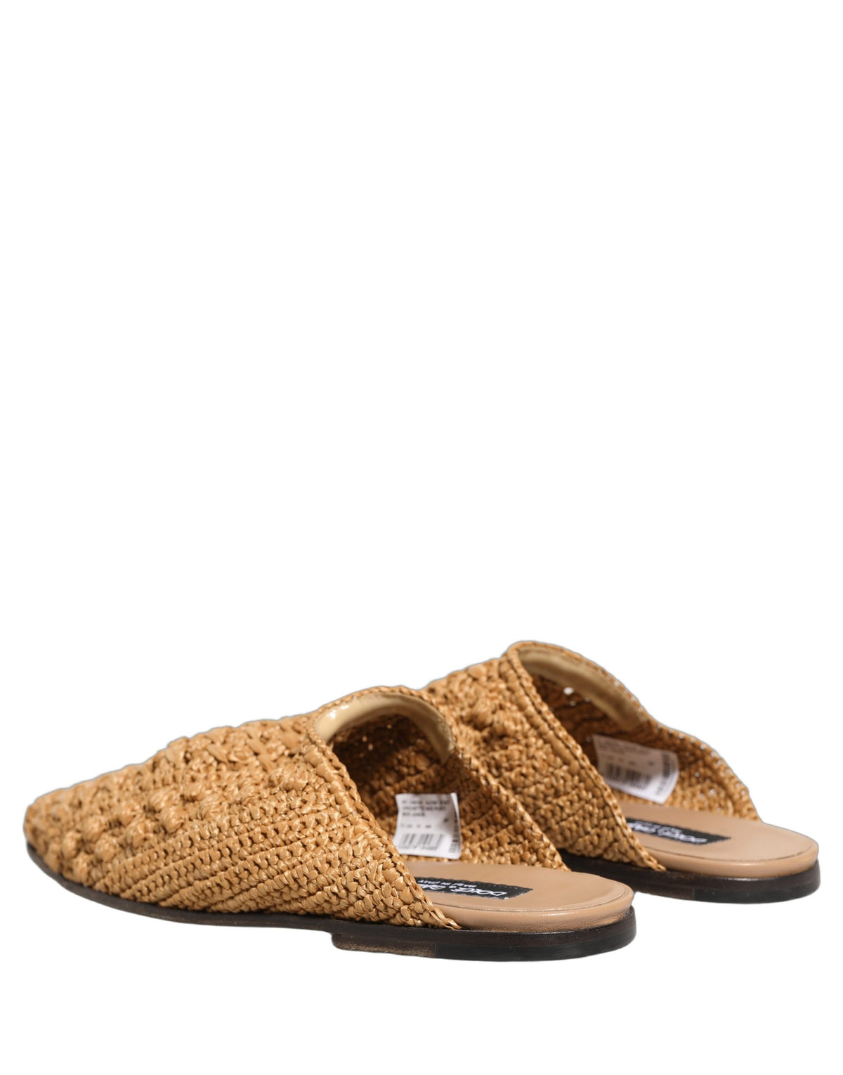 Dolce & Gabbana Beige Woven Straw Slides Sandals for Men