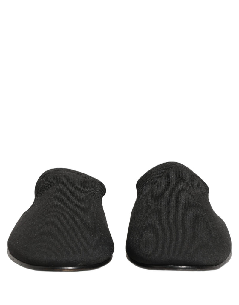 Dolce & Gabbana Black Suede Slides Flat Slipper for Men