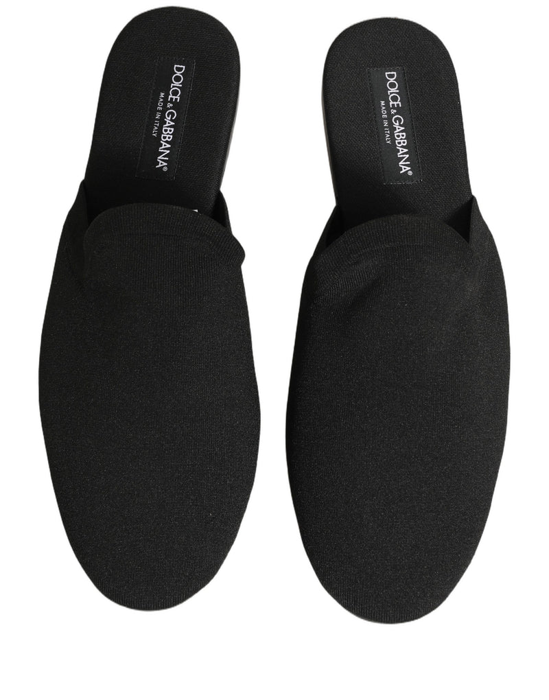 Dolce & Gabbana Black Suede Slides Flat Slipper for Men