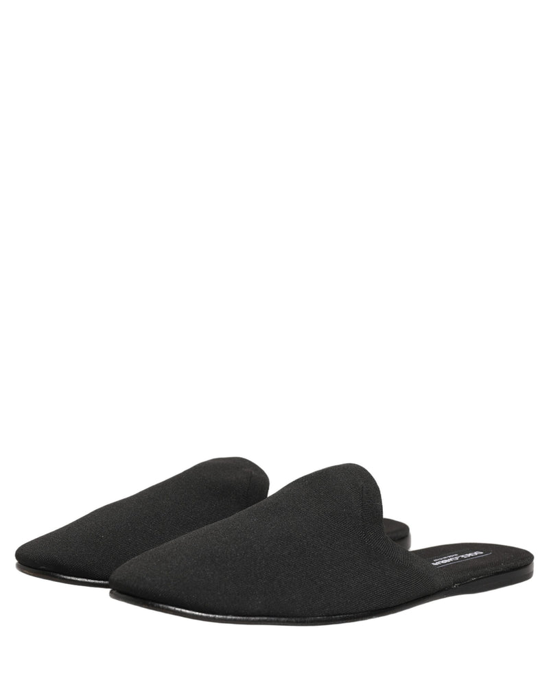 Dolce & Gabbana Black Suede Slides Flat Slipper for Men
