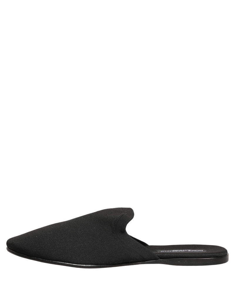 Dolce & Gabbana Black Suede Slides Flat Slipper for Men