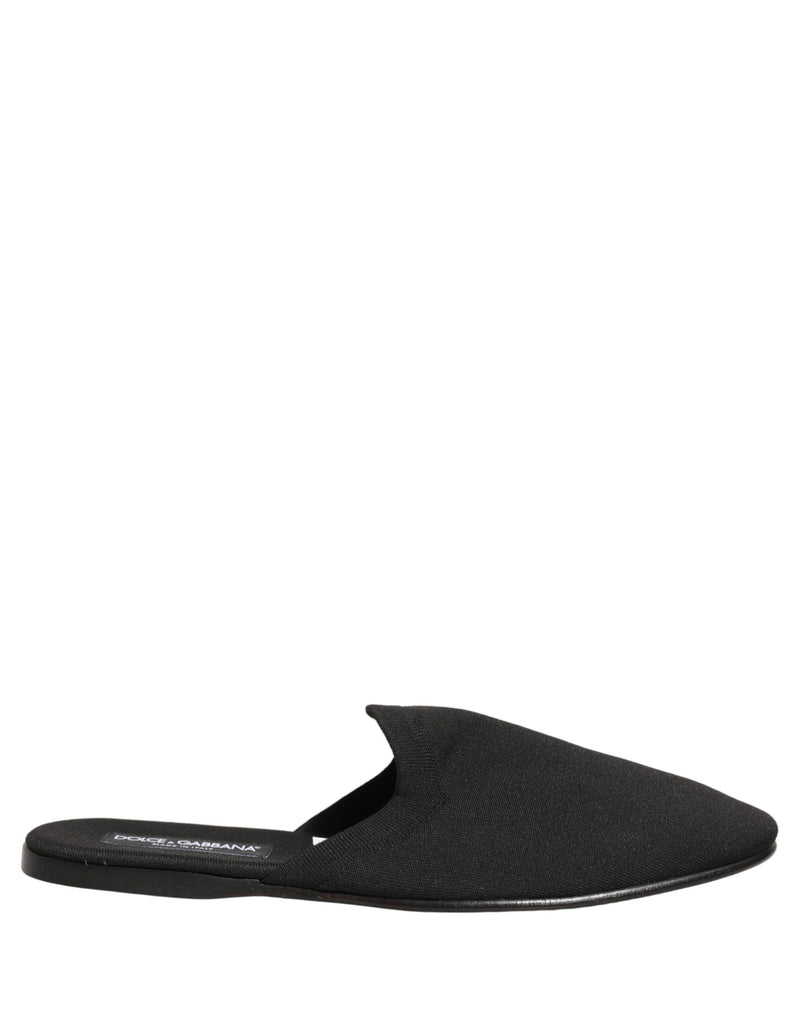 Dolce & Gabbana Black Suede Slides Flat Slipper for Men