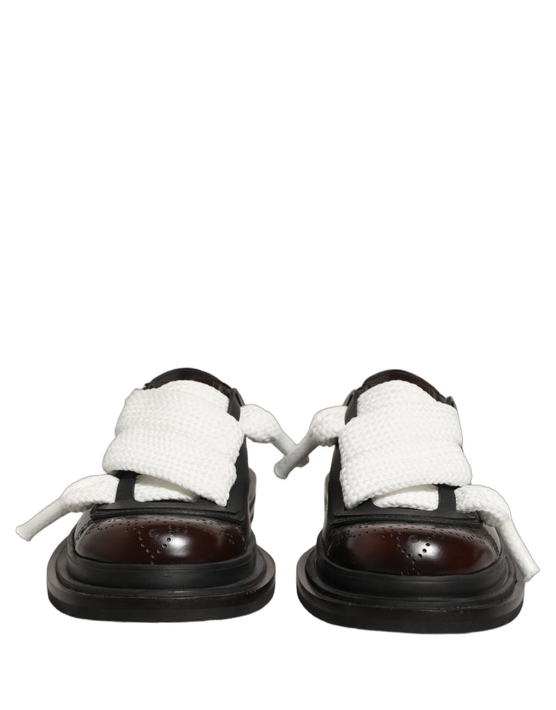 Dolce & Gabbana Brown Leather Slip-On Flat Sandals for Men
