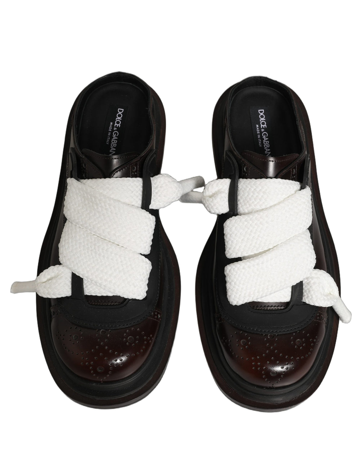 Dolce & Gabbana Brown Leather Slip-On Flat Sandals for Men