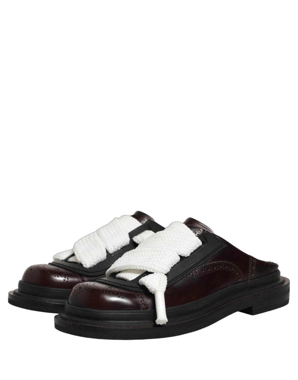 Dolce & Gabbana Brown Leather Slip-On Flat Sandals for Men