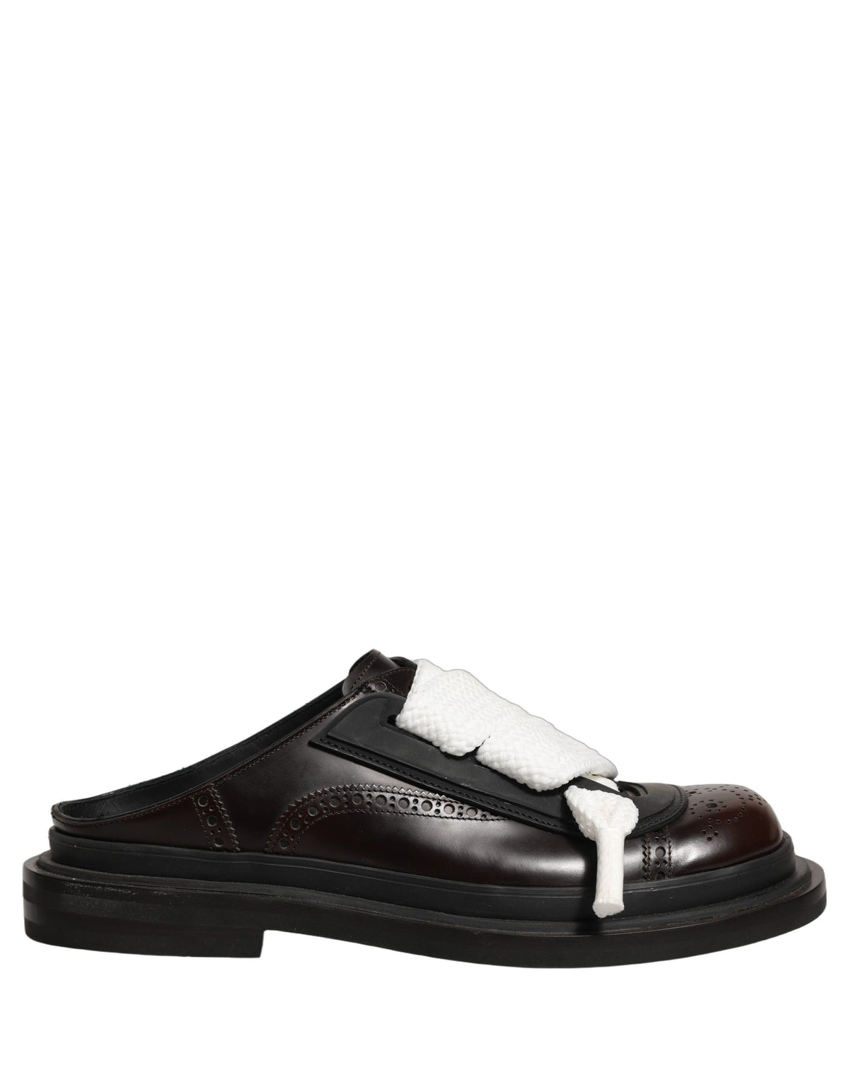 Dolce & Gabbana Brown Leather Slip-On Flat Sandals for Men