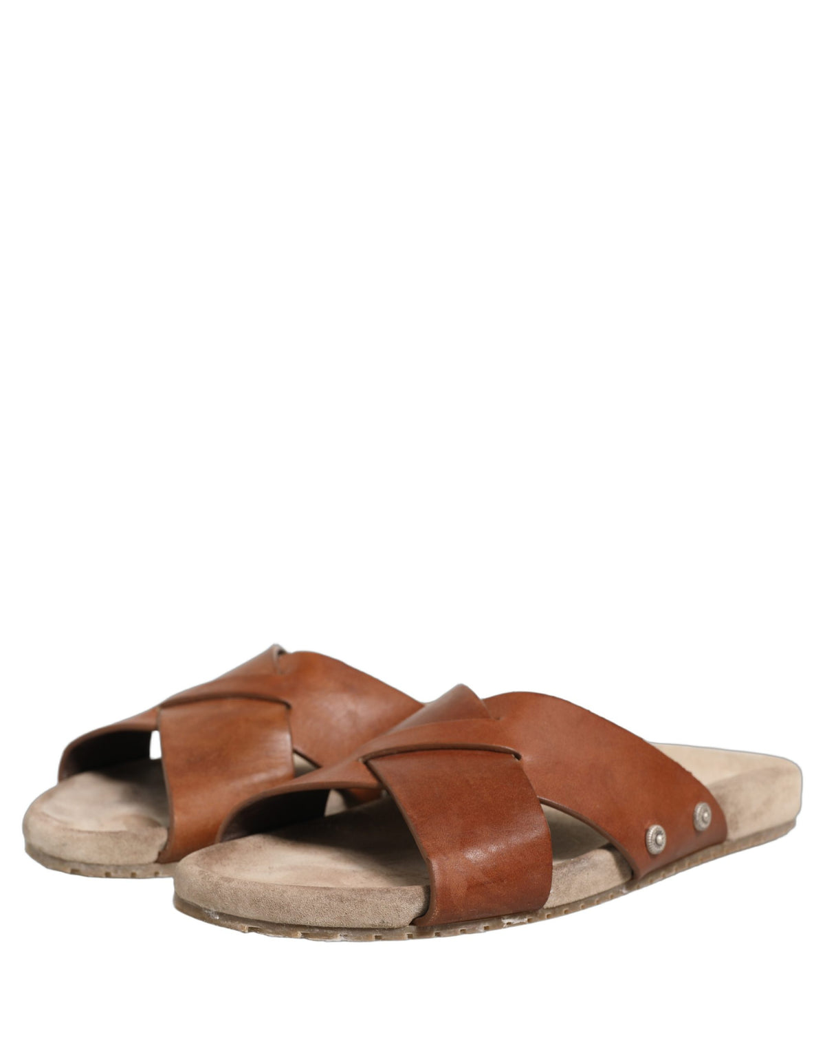 Dolce & Gabbana Brown Calf Leather Slides Sandals for Men