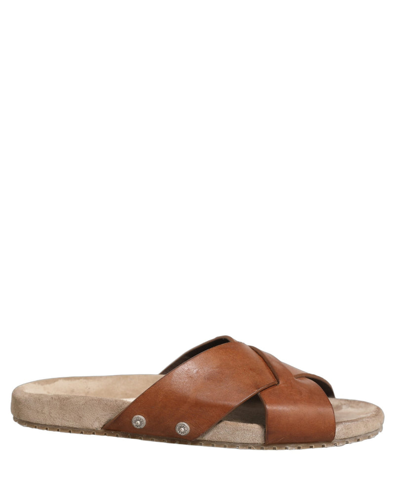 Dolce & Gabbana Brown Calf Leather Slides Sandals for Men