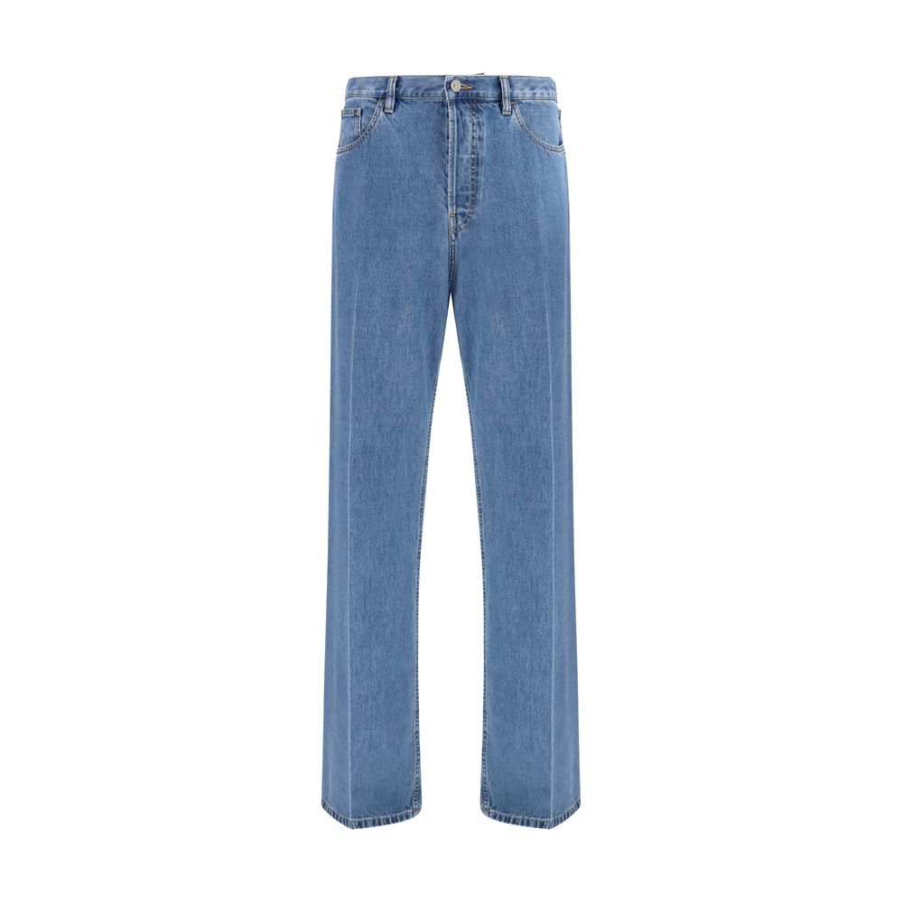 Valentino Blue Cotton Straight-Leg Jeans for Men