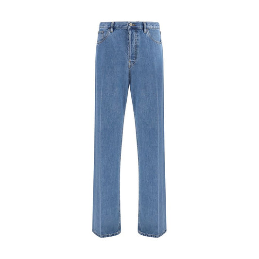 Valentino Blue Cotton Straight-Leg Jeans for Men