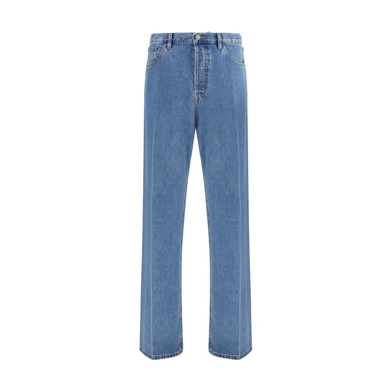 Valentino Blue Cotton Straight-Leg Jeans for Men