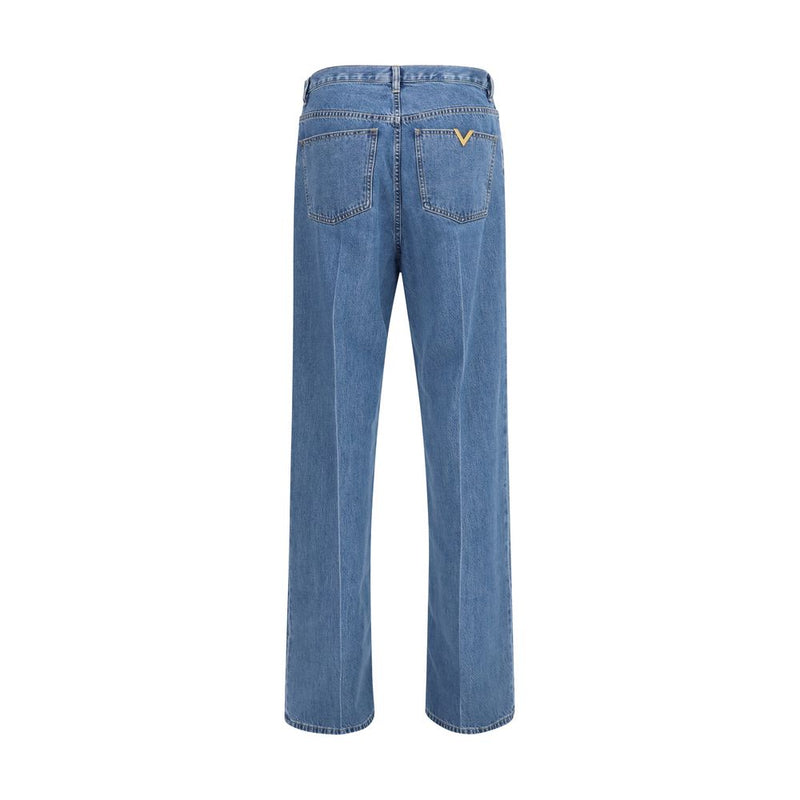 Valentino Blue Cotton Straight-Leg Jeans for Men