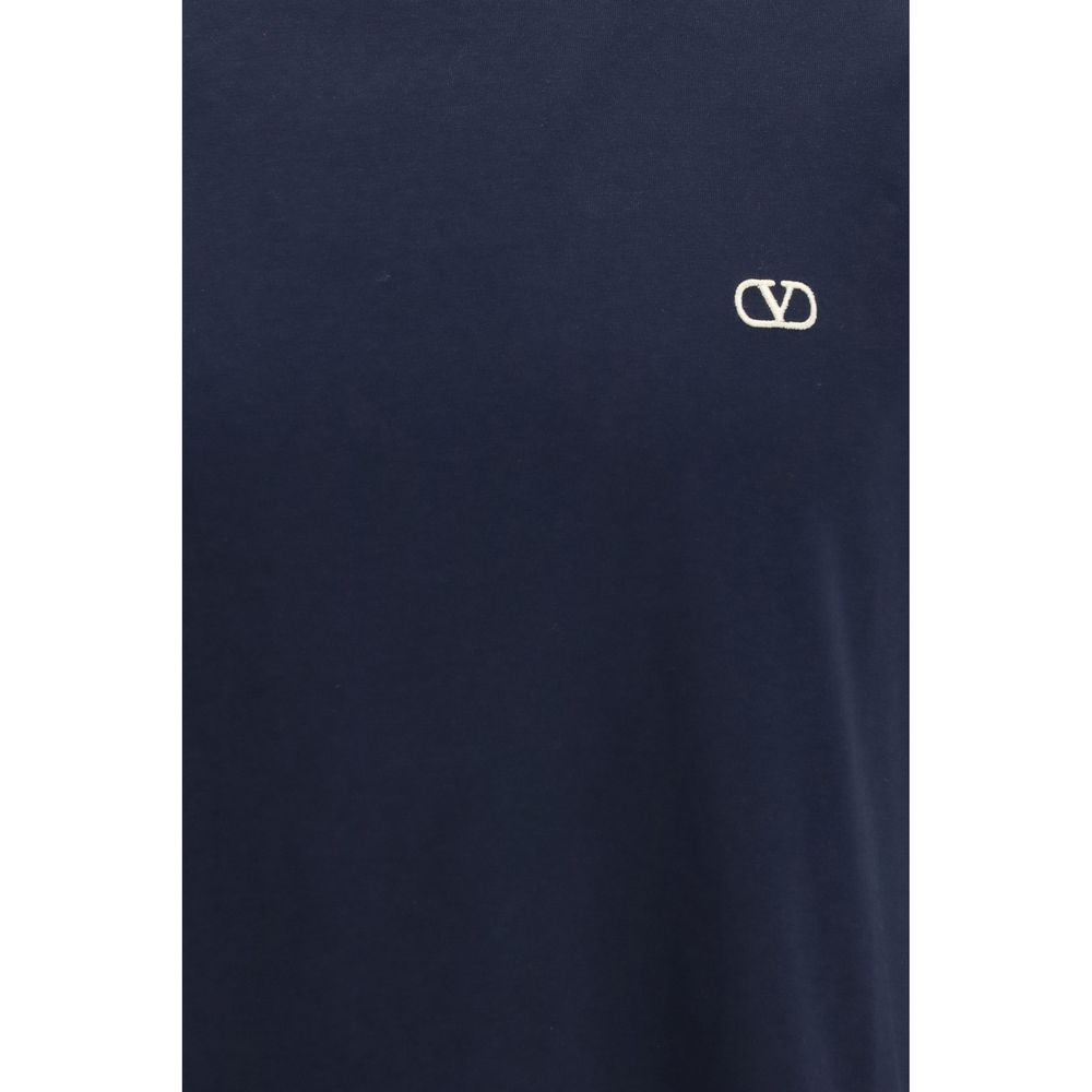 Valentino Blue Cotton VLogo T-Shirt for Men