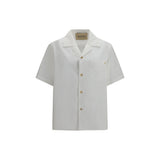 Valentino White Cotton Shortsleeve Shirt with VLogo