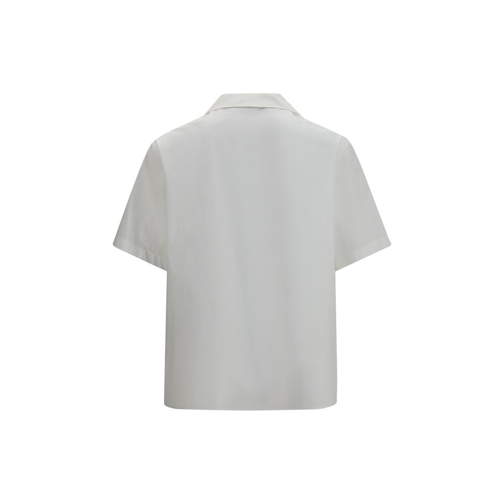 Valentino White Cotton Shortsleeve Shirt with VLogo