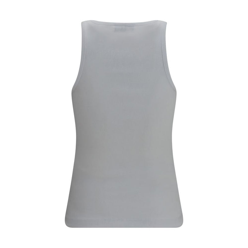 Ganni White Cotton Sleeveless T-Shirt with Banana Graphic