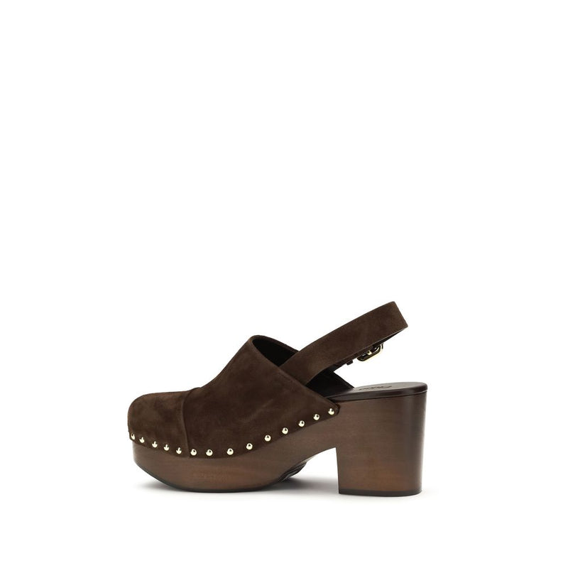 Chloé Jeannette Brown Calf Leather Bos Taurus Clogs
