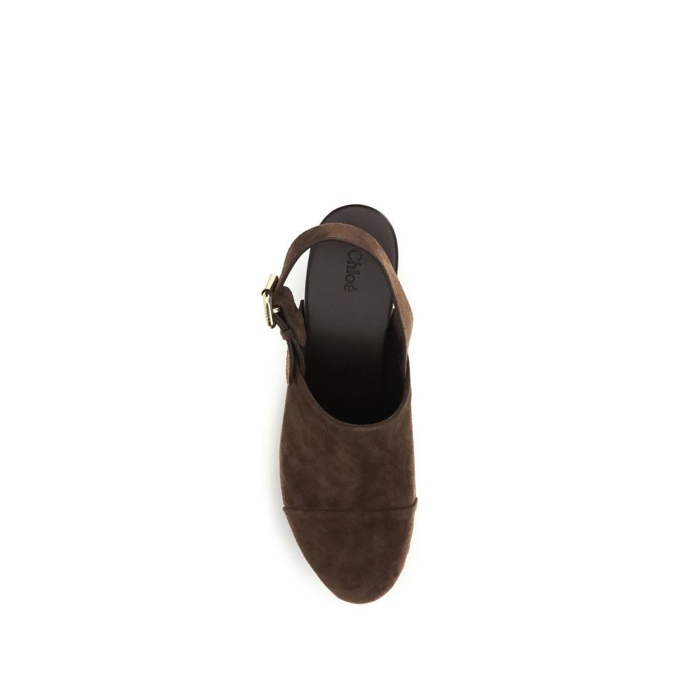 Chloé Jeannette Brown Calf Leather Bos Taurus Clogs