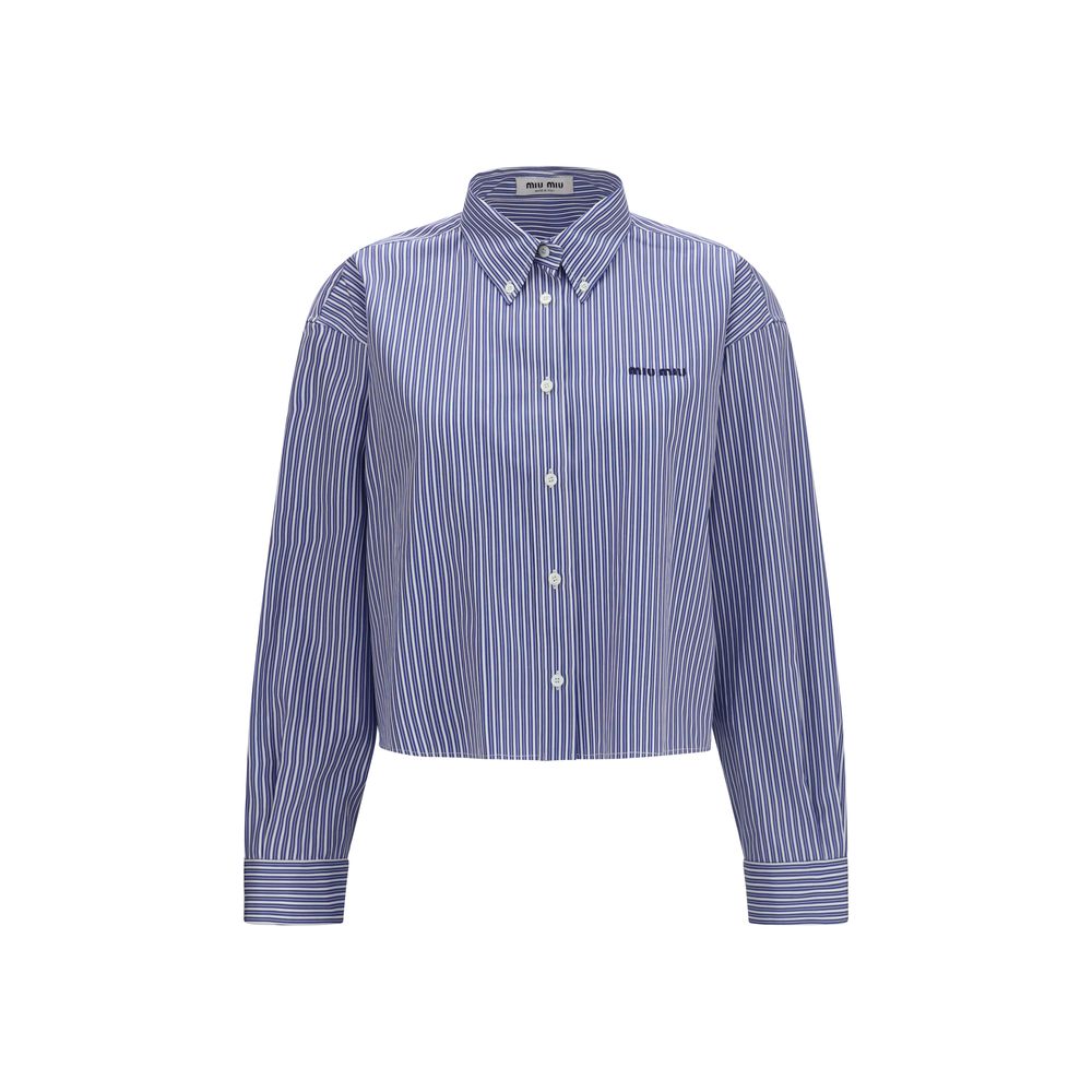 Miu Miu Blue Cotton Dress Shirt - Oversized Style