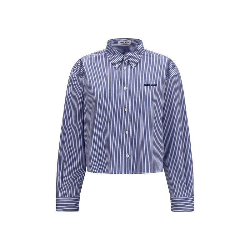 Miu Miu Blue Cotton Dress Shirt - Oversized Style