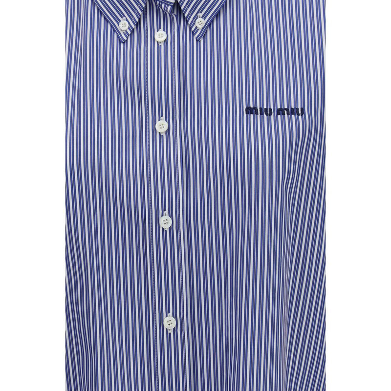 Miu Miu Blue Cotton Dress Shirt - Oversized Style