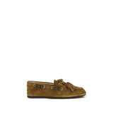 Miu Miu Beige Calf Leather Bos Taurus Slip-On Loafers