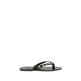 Valentino Garavani Black Calf Leather Bos Taurus Flip-Flop Sandals