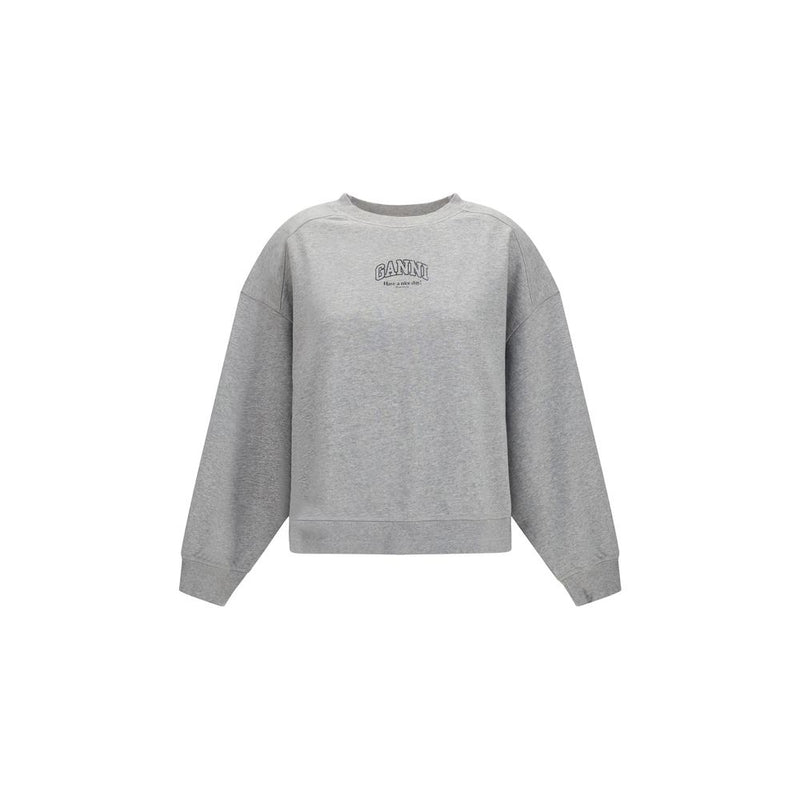 Ganni Gray Cotton Sweatshirt - Casual Comfort for Every Occasion