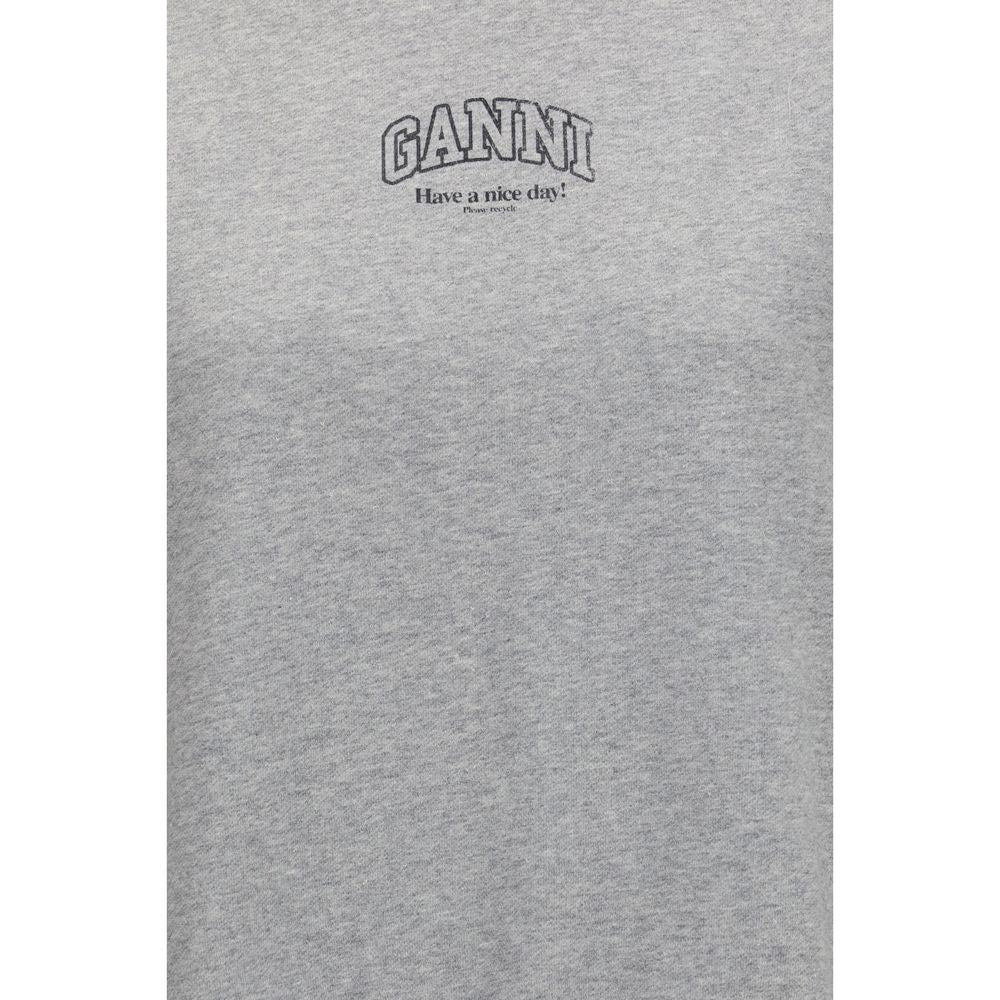 Ganni Gray Cotton Sweatshirt - Casual Comfort for Every Occasion