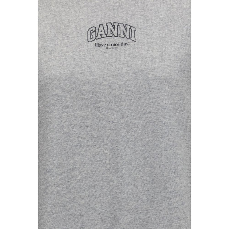 Ganni Gray Cotton Sweatshirt - Casual Comfort for Every Occasion