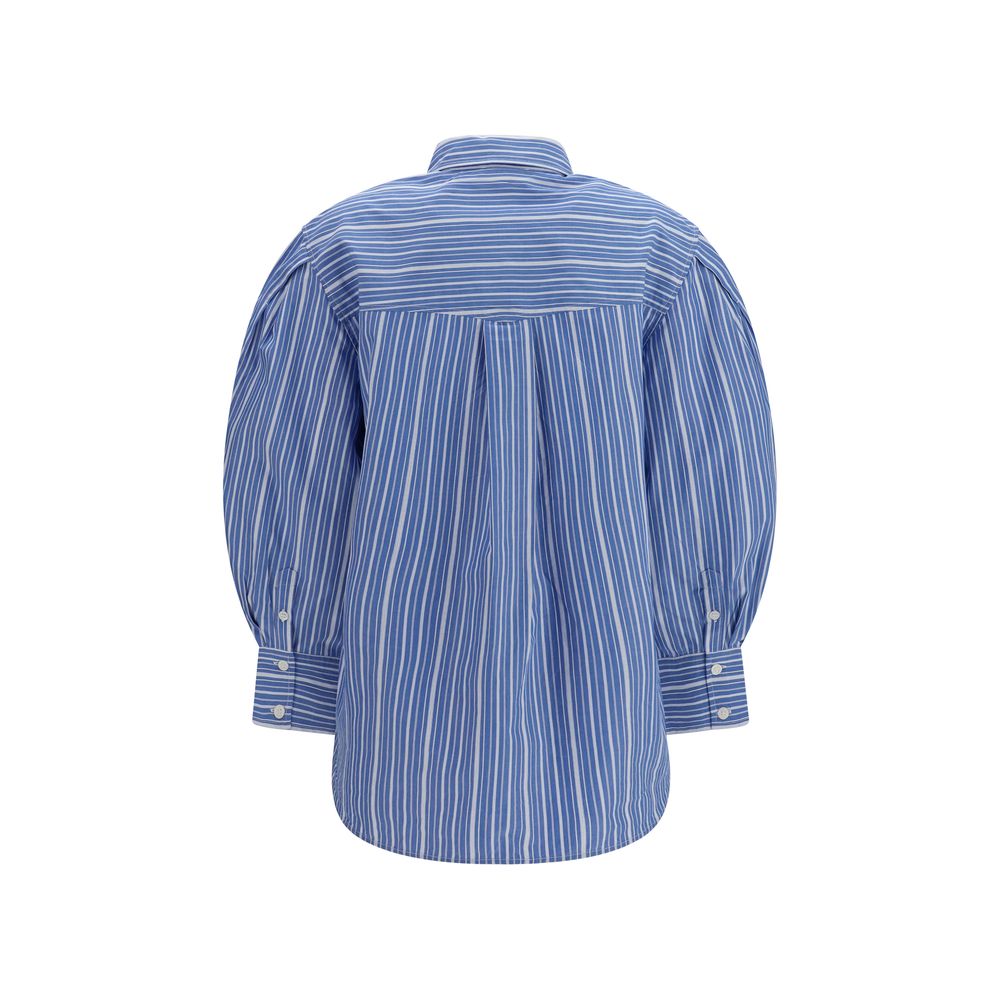 Ganni Blue Cotton Striped Oversized Shirt for Women