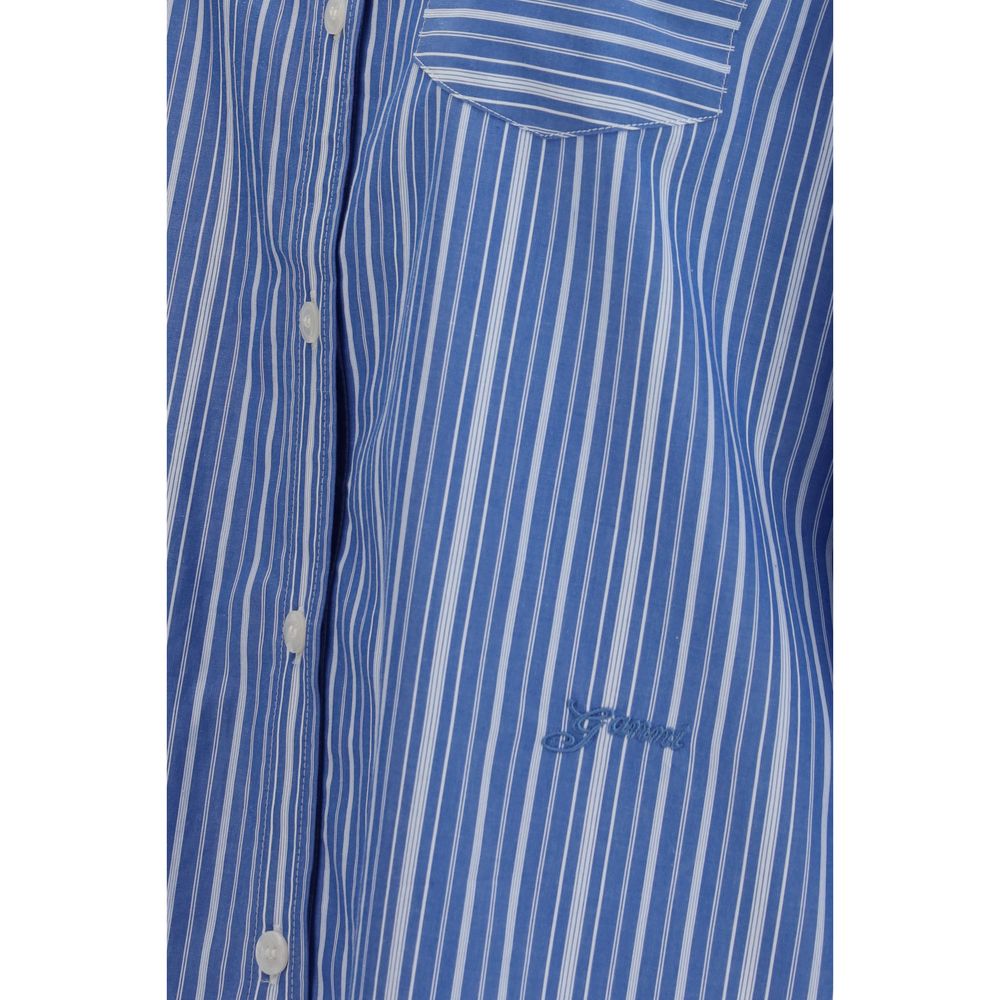 Ganni Blue Cotton Striped Oversized Shirt for Women