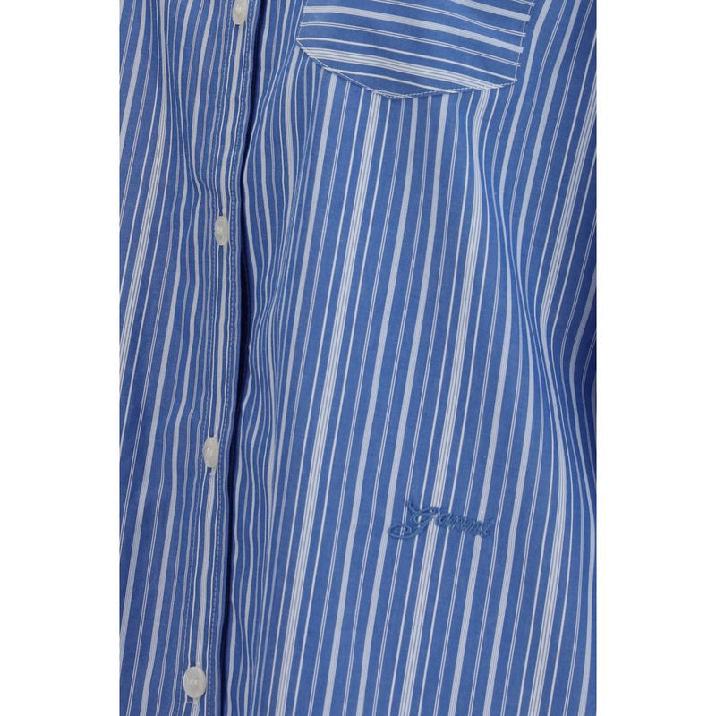 Ganni Blue Cotton Striped Oversized Shirt for Women