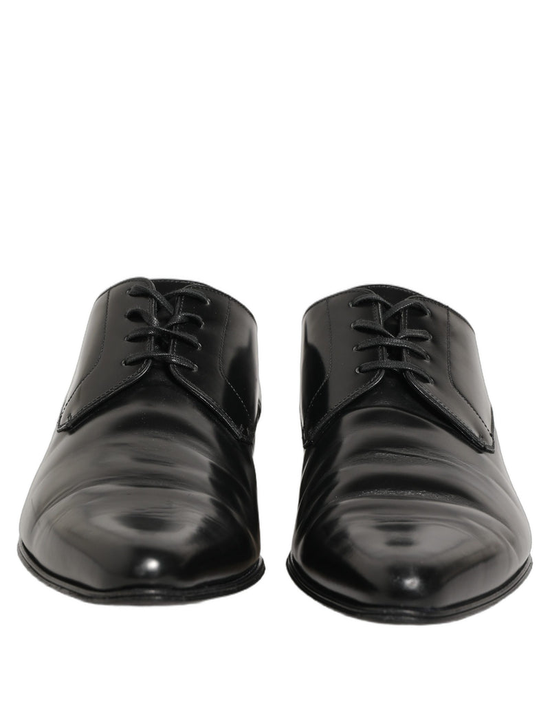 Dolce & Gabbana Black Leather Derby Dress Shoes for Men