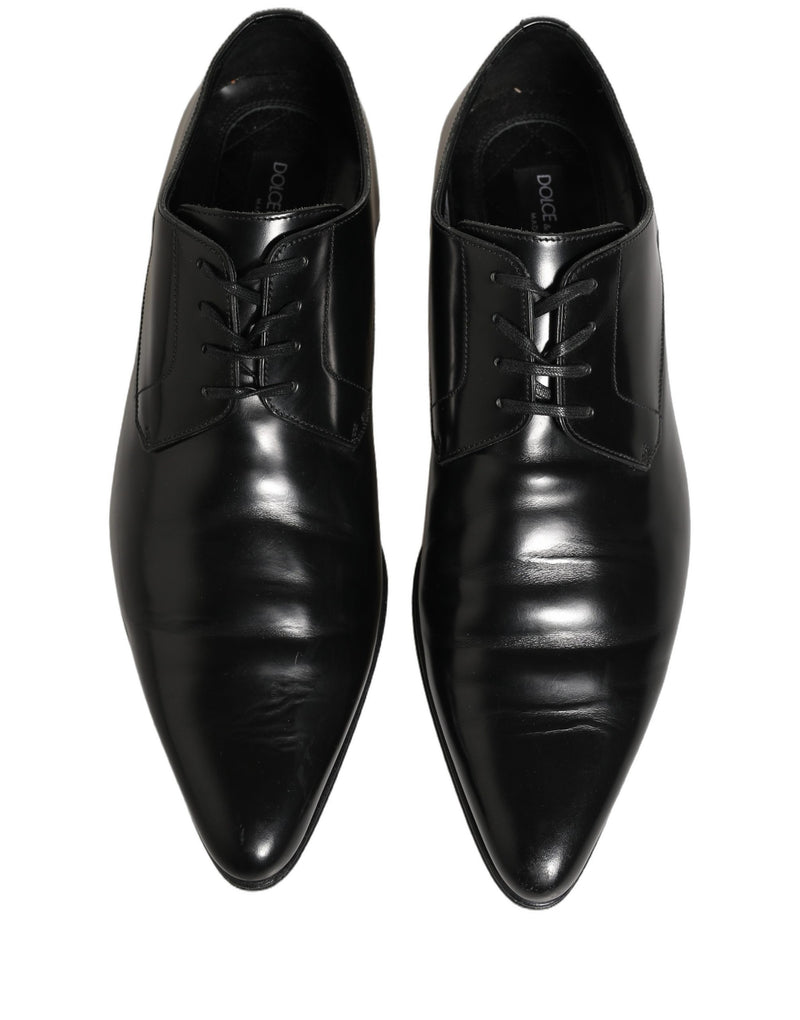 Dolce & Gabbana Black Leather Derby Dress Shoes for Men