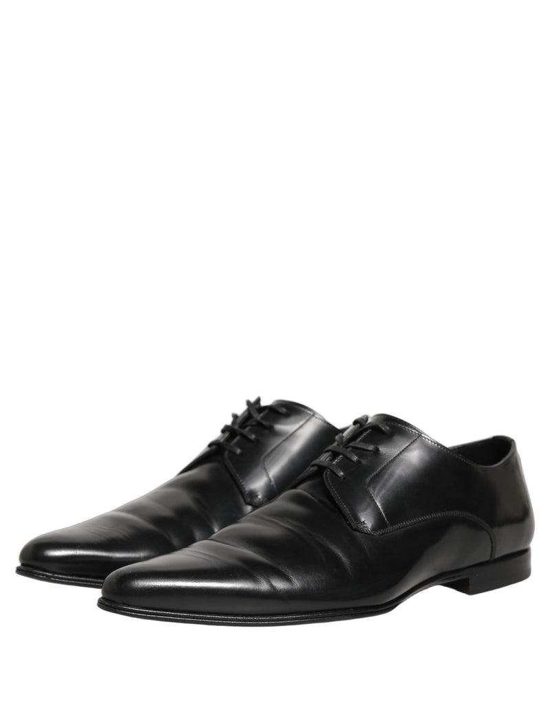 Dolce & Gabbana Black Leather Derby Dress Shoes for Men