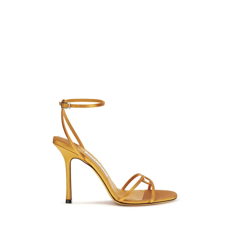 Jimmy Choo Leo Orange Silk Stiletto Heel Sandals