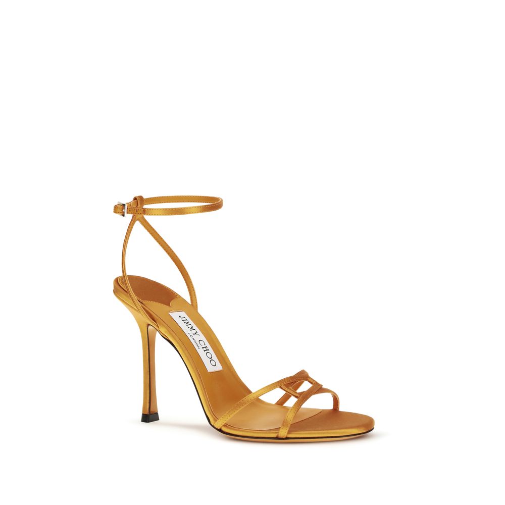 Jimmy Choo Leo Orange Silk Stiletto Heel Sandals