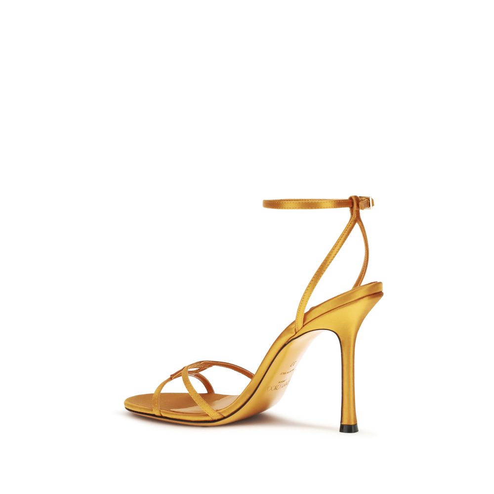Jimmy Choo Leo Orange Silk Stiletto Heel Sandals