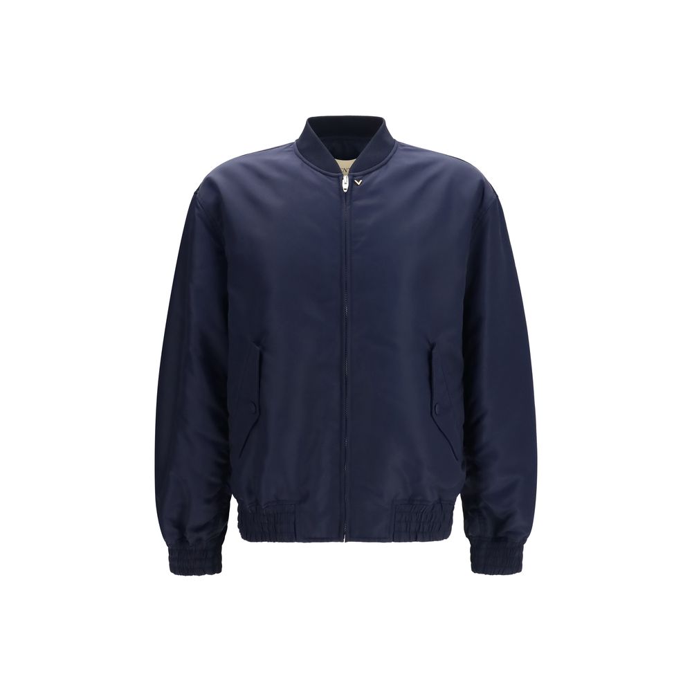 Valentino Garavani Blue Polyamide Bomber Jacket for Women