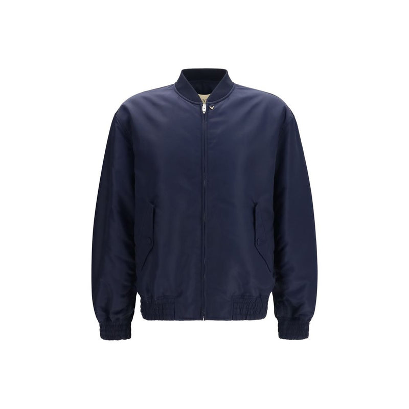 Valentino Blue Polyamide Bomber Jacket for Women - Oversized Fit